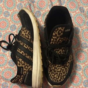 Adidas Women's Black and Brown Leopard Sneakers